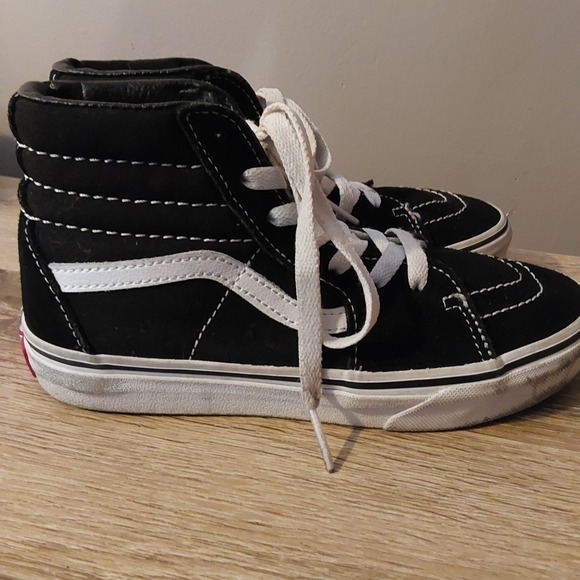 VANS Sk8 Hi Black White High Top Skate Shoes‎ KIDS  Size 3 - Picture 1 of 7